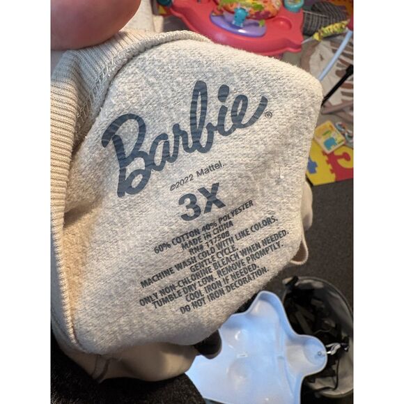 Mattel Barbie Graphic Sweatshirt Beige Crewneck Pullover - Picture 3 of 5
